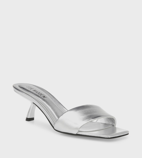 ستيف مادن  صنادل كعب عالي - فضي كعب