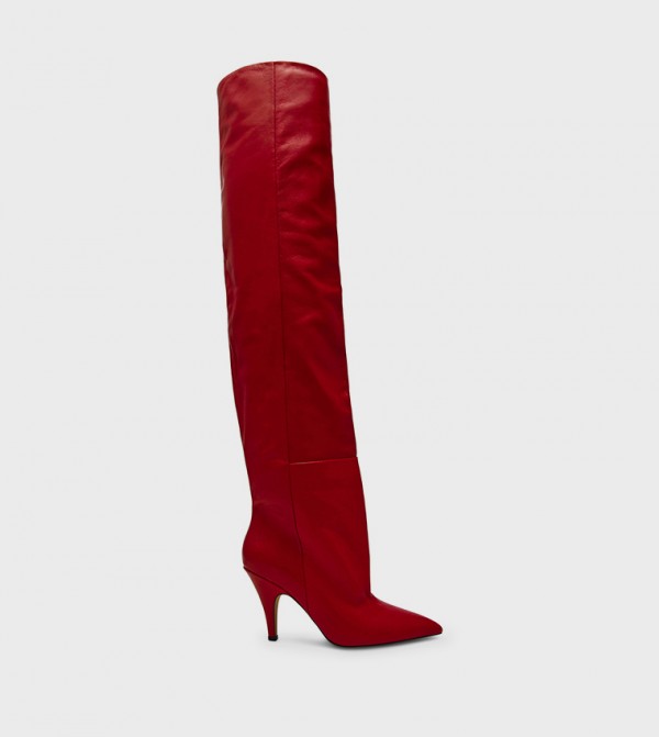 ستيف مادن  أبوات - أحمر Knee length Boots