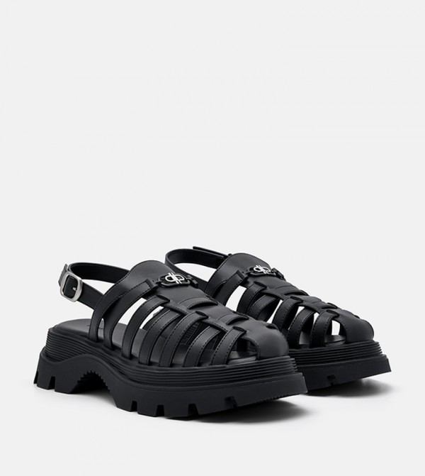 Pedro  - Black Flat Sandals