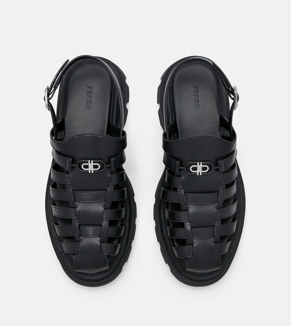 Pedro  - Black Flat Sandals