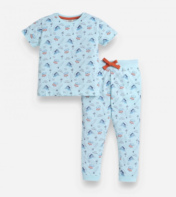 Victor and Jane Victor and Jane - Blue Top & Pyjama Sets