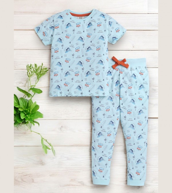Victor and Jane Victor and Jane - Blue Top & Pyjama Sets
