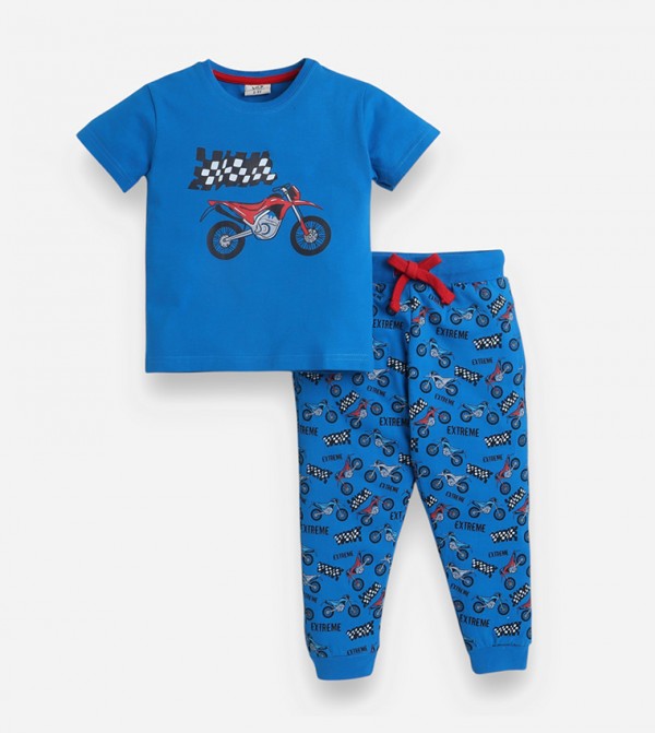 Victor and Jane Victor and Jane - Blue Top & Pyjama Sets