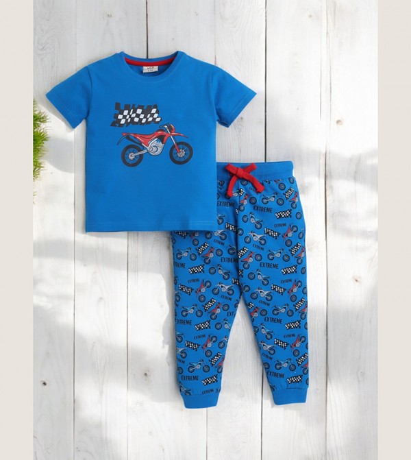 Victor and Jane Victor and Jane - Blue Top & Pyjama Sets