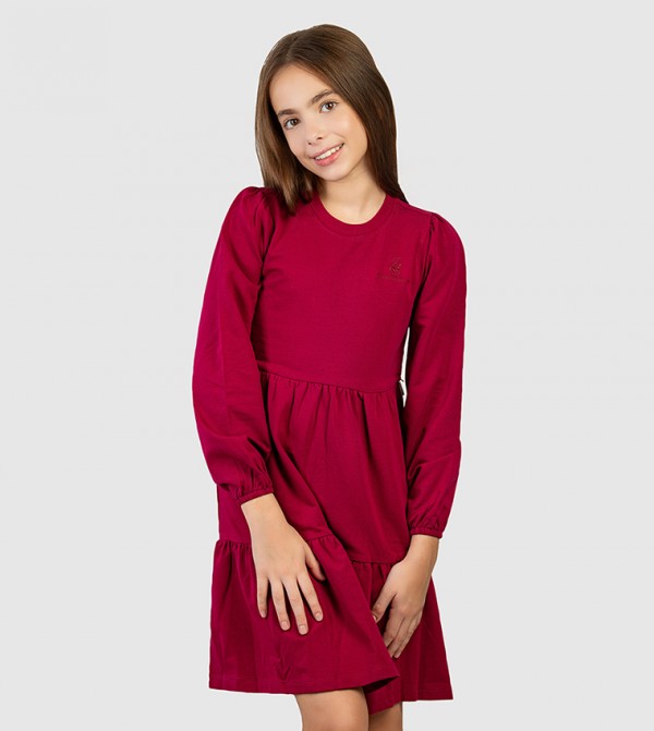 Beverly Hills Polo Club  Casual Dress - Burgundy Casual Dress