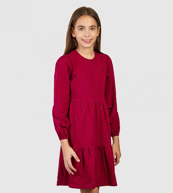 Beverly Hills Polo Club  Casual Dress - Burgundy Casual Dress