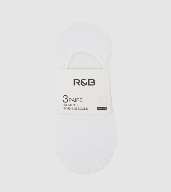 R&B  Socks - White No Show Socks