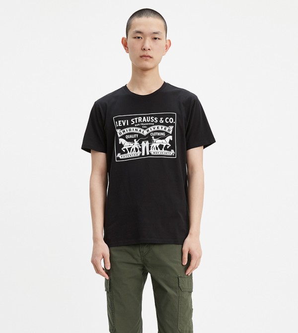 Levi's btu-logo-tees - Black Casual T-Shirts
