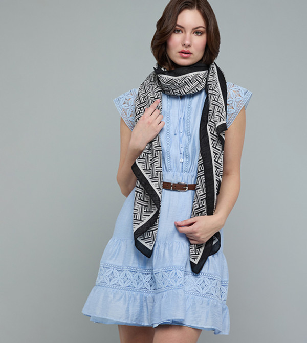 R&B  Scarves - Black Woven Scarves