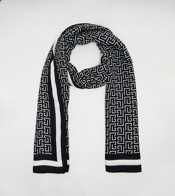 R&B  Scarves - Black Woven Scarves