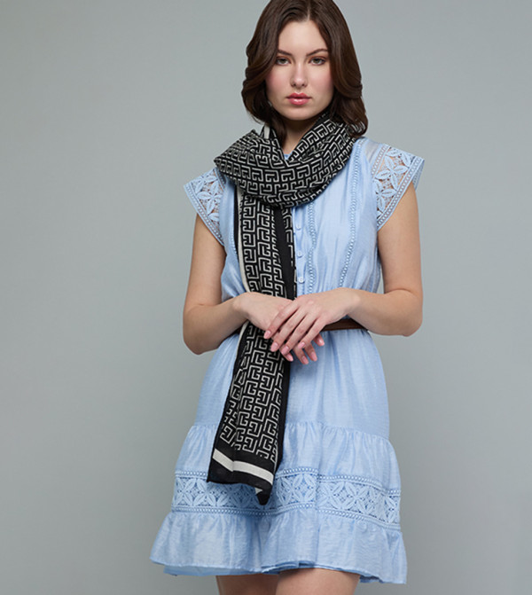 R&B  Scarves - Black Woven Scarves