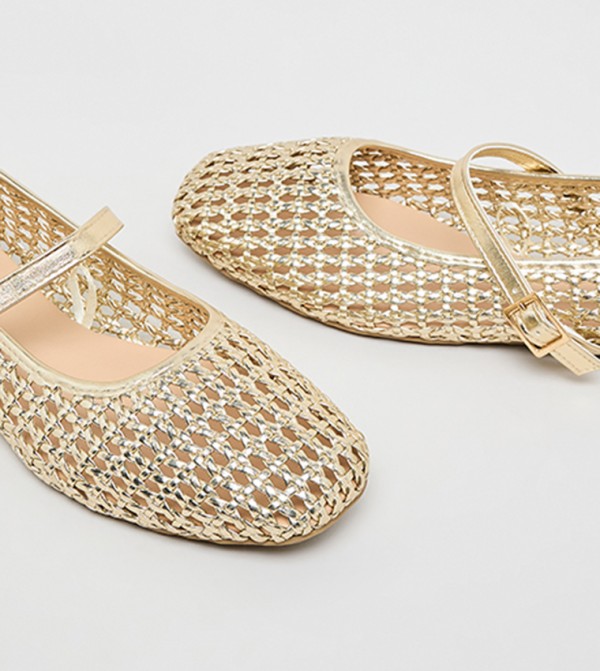R&B Shoes - Gold Mary Janes