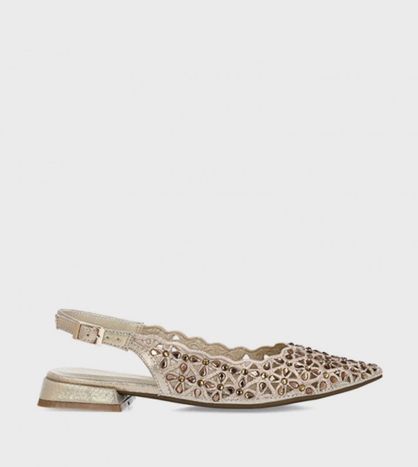 Menbur  - Gold Flat Sandals