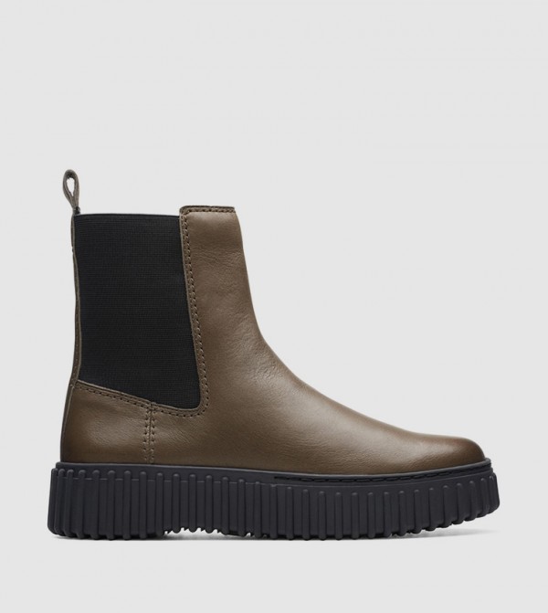 Clarks  Boots - Olive Chelsea Boots