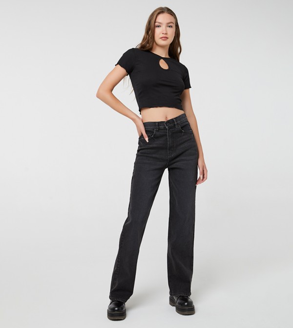 Ardene Straight Jeans - Black Straight Jeans