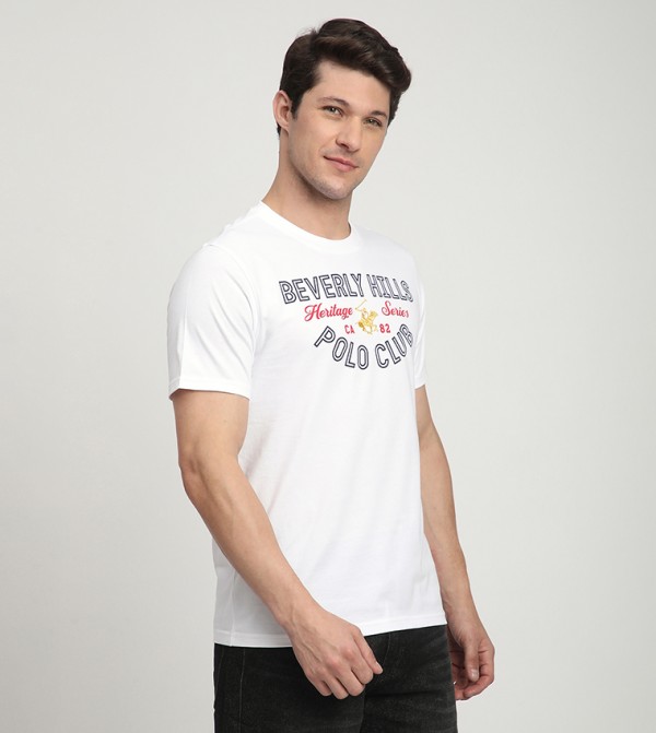 Beverly Hills Polo Club  T-Shirts - White Round Neck T-Shirts