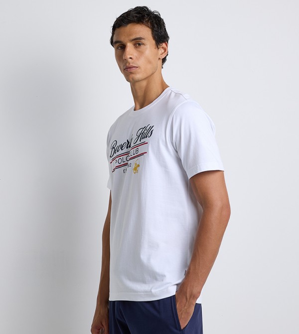 Beverly Hills Polo Club  T-Shirts - White Round Neck T-Shirts