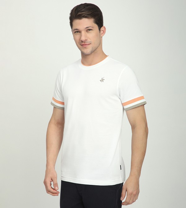 Beverly Hills Polo Club  T-Shirts - White Round Neck T-Shirts
