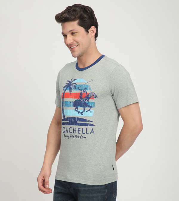 بيفرلي هيلز بولو كلوب  - رمادي Round Neck T-Shirts