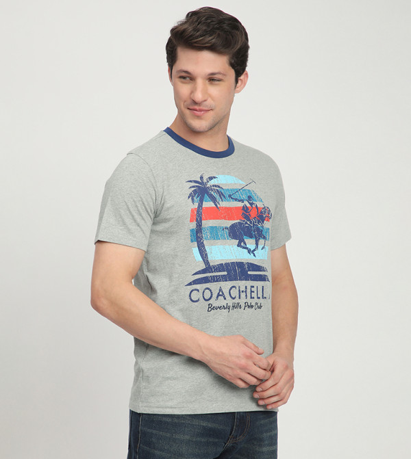 بيفرلي هيلز بولو كلوب  - رمادي Round Neck T-Shirts