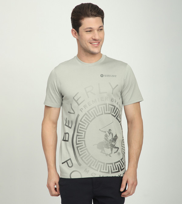 Beverly Hills Polo Club  Clothing - Grey Round Neck T-Shirts