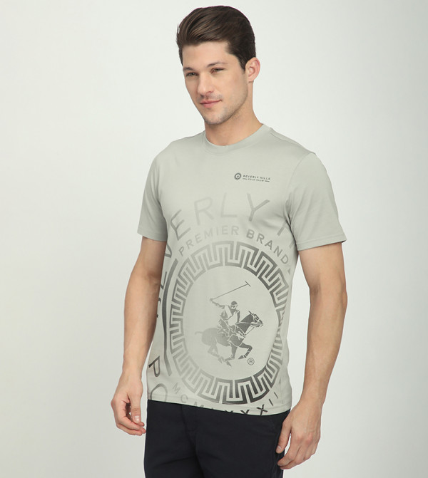 Beverly Hills Polo Club  Clothing - Grey Round Neck T-Shirts