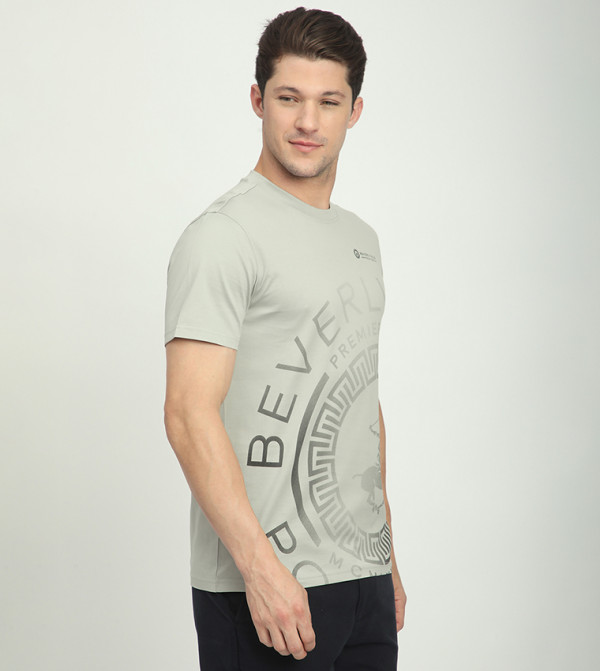 Beverly Hills Polo Club  Clothing - Grey Round Neck T-Shirts