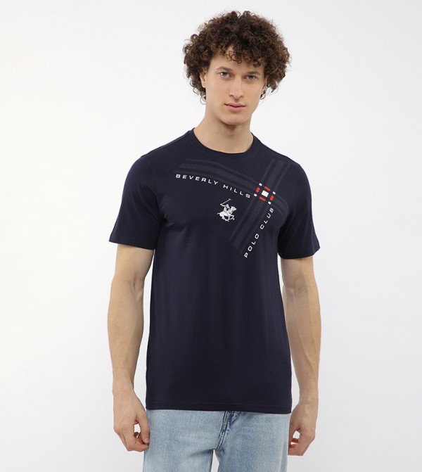 Beverly Hills Polo Club T-Shirts - Navy Round Neck T-Shirts