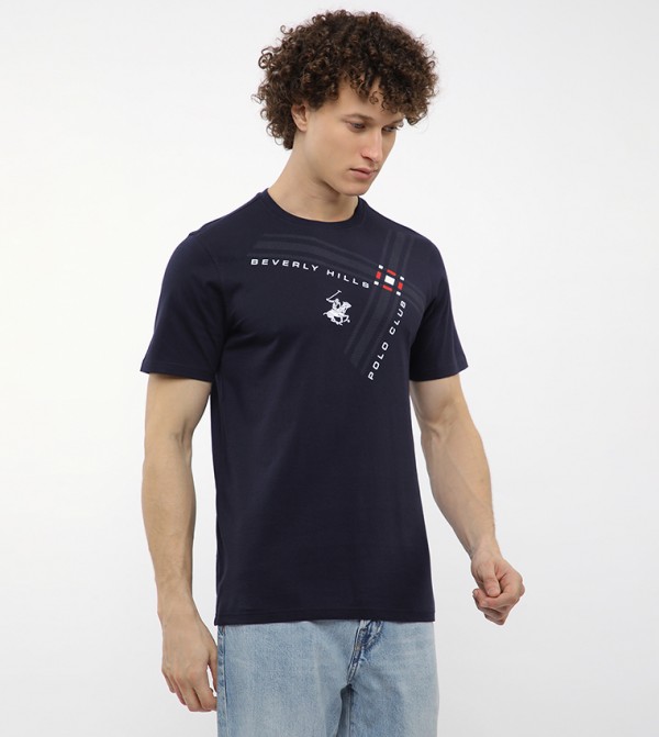 Beverly Hills Polo Club T-Shirts - Navy Round Neck T-Shirts
