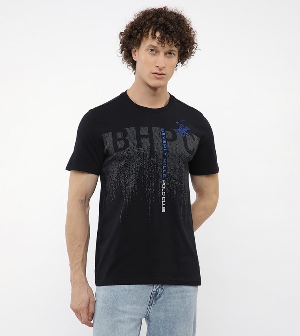 Beverly Hills Polo Club T-Shirts - Black Round Neck T-Shirts