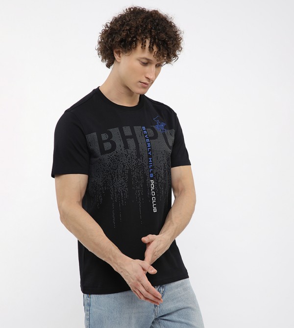 Beverly Hills Polo Club T-Shirts - Black Round Neck T-Shirts