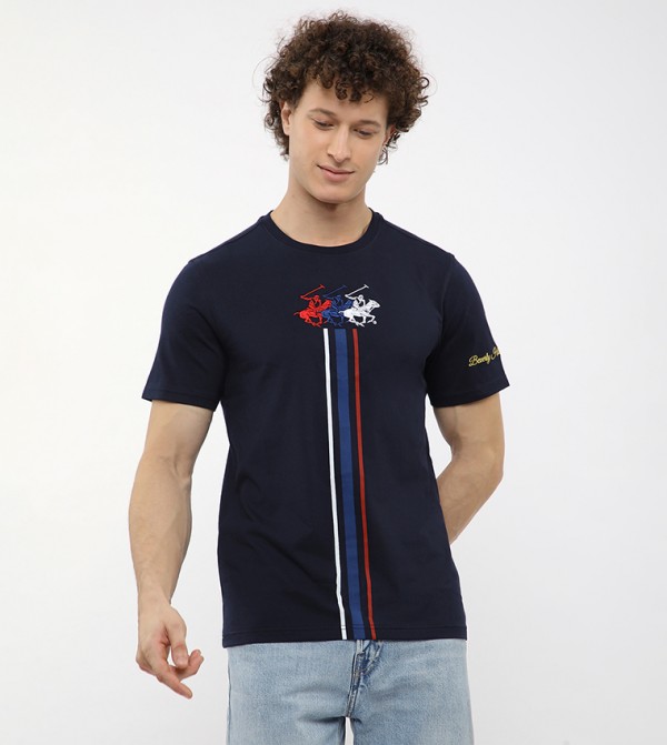 Beverly Hills Polo Club T-Shirts - Navy Round Neck T-Shirts