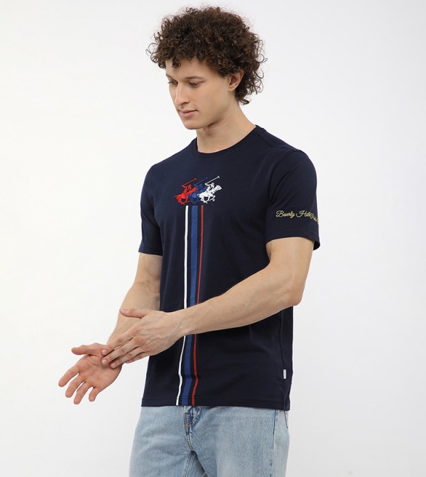 Beverly Hills Polo Club T-Shirts - Navy Round Neck T-Shirts