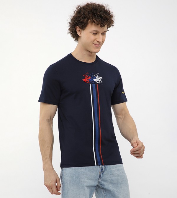 Beverly Hills Polo Club T-Shirts - Navy Round Neck T-Shirts