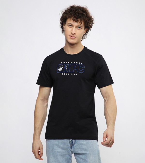 بيفرلي هيلز بولو كلوب  ملابس - أسود Round Neck T-Shirts