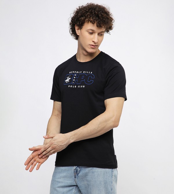 بيفرلي هيلز بولو كلوب  ملابس - أسود Round Neck T-Shirts