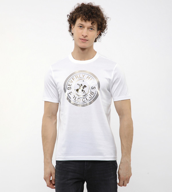 Beverly Hills Polo Club Clothing - White Round Neck T-Shirts