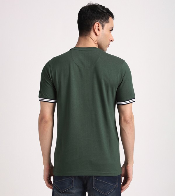 Beverly Hills Polo Club  Shirts - Olive Round Neck T-Shirts
