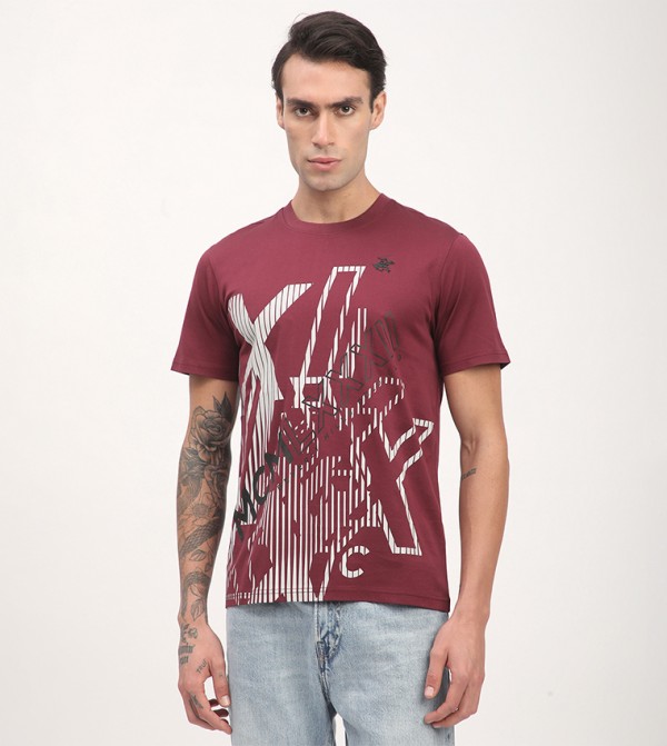 بيفرلي هيلز بولو كلوب  - أحمر  Round Neck T-Shirts