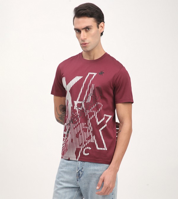 بيفرلي هيلز بولو كلوب  - أحمر  Round Neck T-Shirts