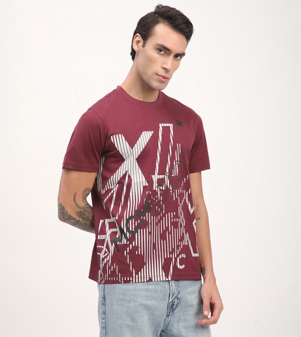 بيفرلي هيلز بولو كلوب  - أحمر  Round Neck T-Shirts