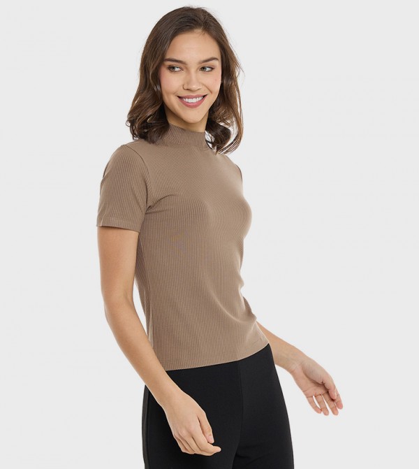 R&B  - Dark Brown Casual Tops