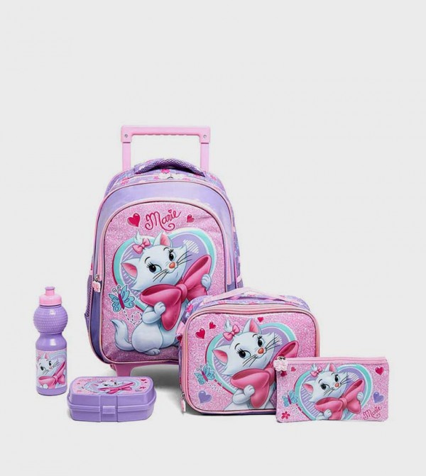 أر آند بي حقائب مدرسية - وردي طقم حقائب ظهر بعجلات