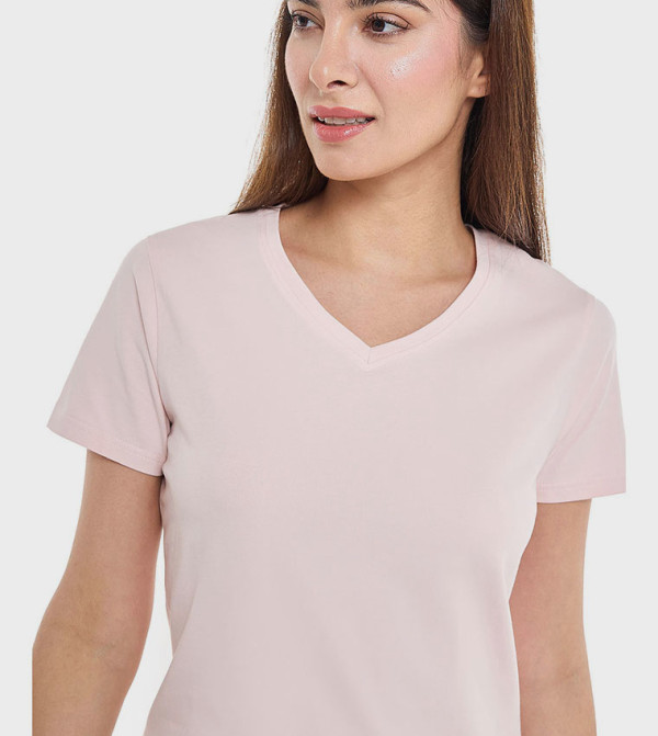 أر آند بي HourglassBodyType - وردي Short Sleeve T-Shirts