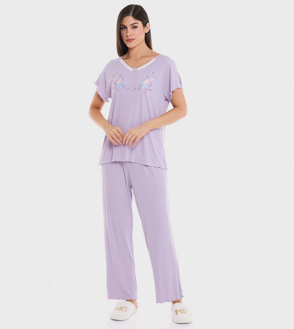 أر آند بي  ملابس نوم - أرجواني Pyjama Set