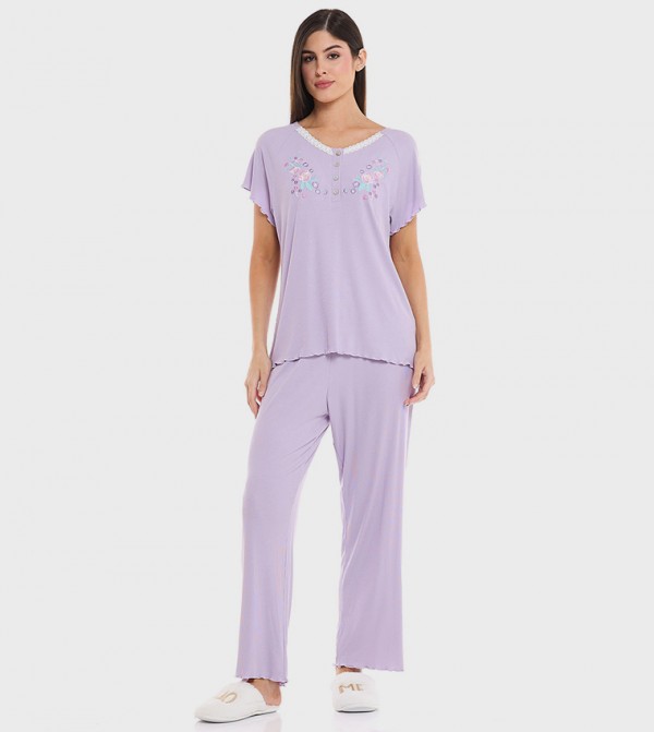أر آند بي  ملابس نوم - أرجواني Pyjama Set