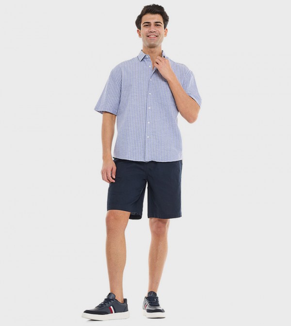 R&B  Shirts - Blue Short Sleeves