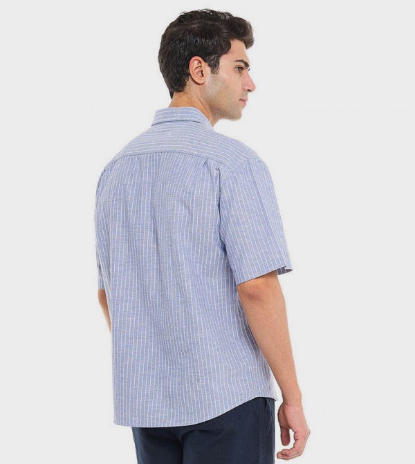 R&B  Shirts - Blue Short Sleeves