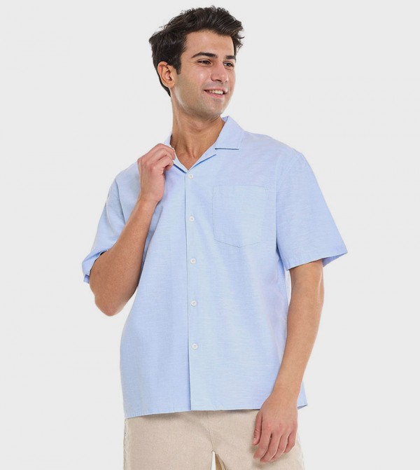 R&B  Shirts - Blue Short Sleeves