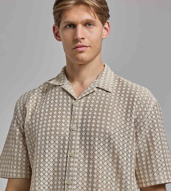 R&B Shirts - Beige Short Sleeves